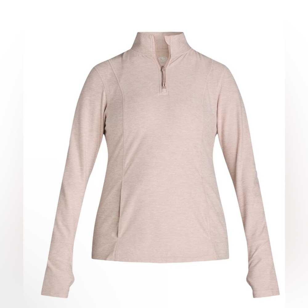 ATHLETIC WORKS Womens Size M 8-10 Sweatshirt 1/4 Zip Front Pockets Beige New